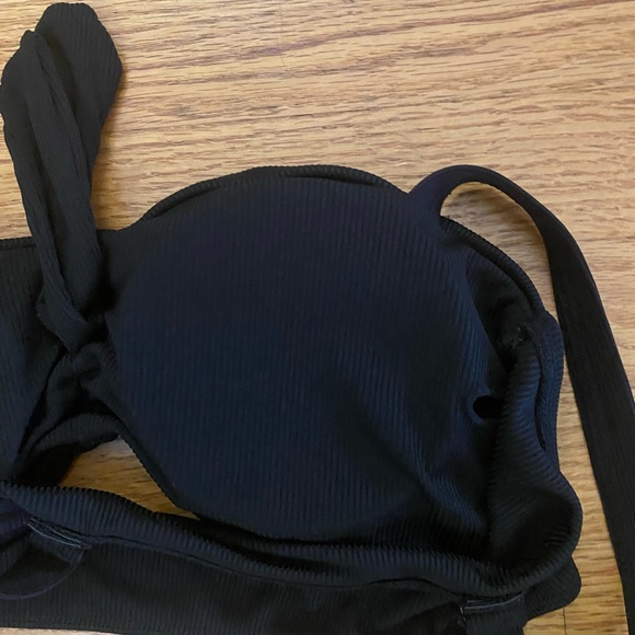 Zaful Bikini Top Women’s Large US 8 Black Ribbed Removable Padding Swimwear - Picture 5 of 7